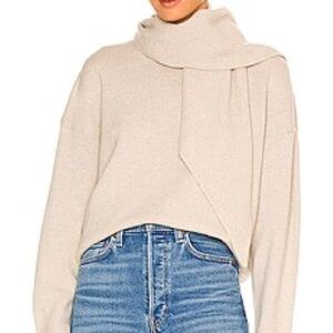 EUC/LN Brochu Walker Rhea Pullover Scarf Neck Sweater in Birch Melange Beige - S